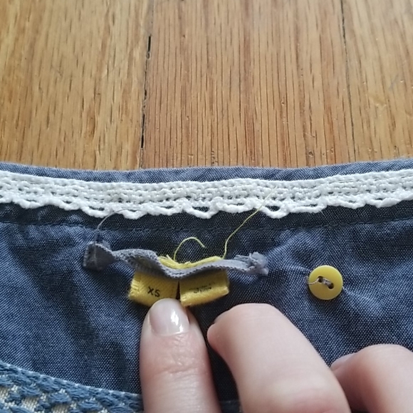 Anthropologie Embroidered Striped Shirt with Lace - Picture 8 of 9